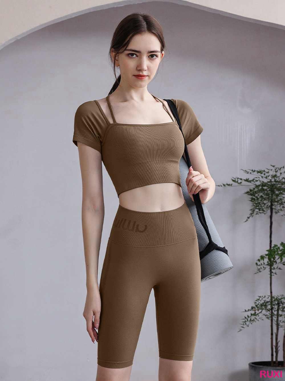 Flare Yoga Pants with Stylish Slits Ruxi ra0633