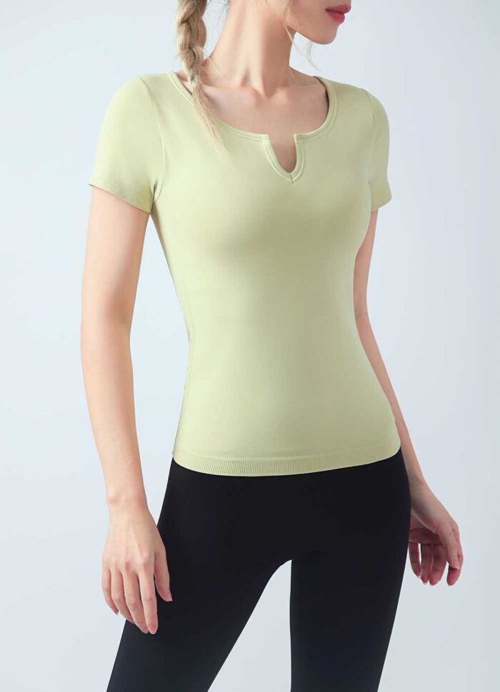 Women's Moisture-Wicking Short Sleeve Yoga Tee Ruxi T978